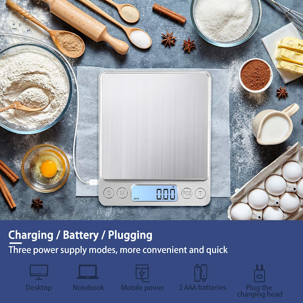 Liten köksvåg USB-laddning Mini mat elektronisk våg 1kg/0.01
