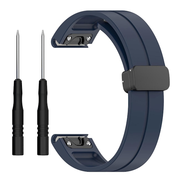 Svart spänne 22mm silikonklockarmband för Garmin Fenix 7/forerunner 965/955/945/935 Midnight Blue