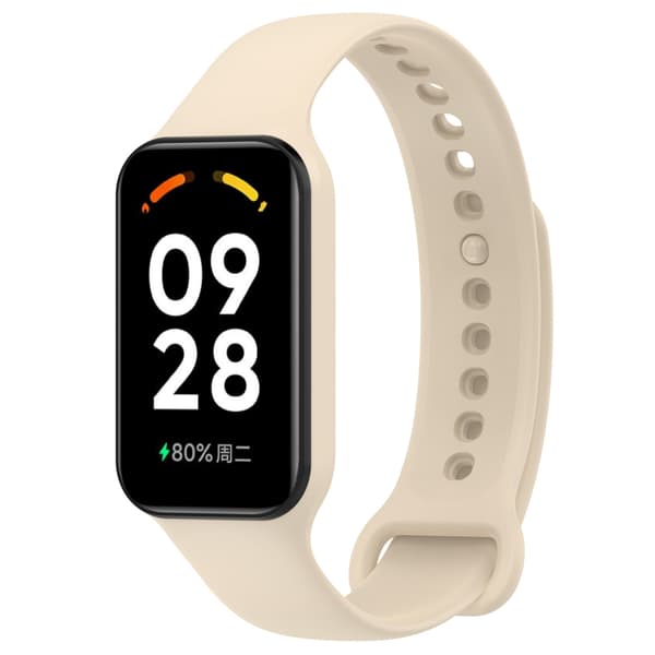 Silikoniranneke Xiaomi Band 8 Active/Redmi Band 2 -älykelloon (Beige)