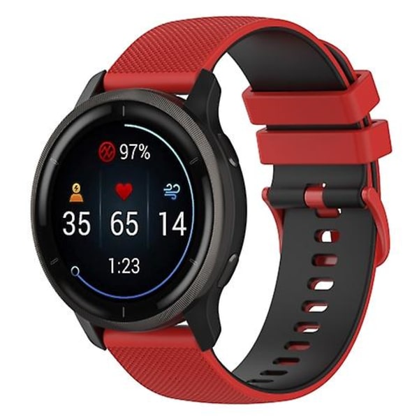 Til Suunto 5 Peak Small Plaid Texture Tofarvet silikoneurrem Red Black