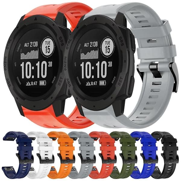 For Garmin Instinct metallspenne ensfarget silikonklokkerem White