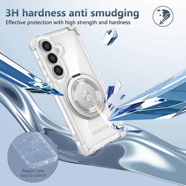 Etui til Samsung Galaxy S26 med 360° roterende magnetisk stativ (rosa)