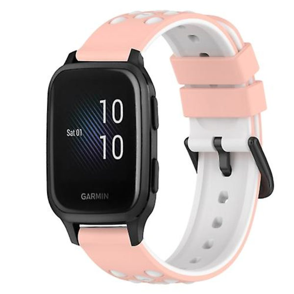 Til Garmin Venu Sq 20 mm tofarvet silikoneurrem White-Black