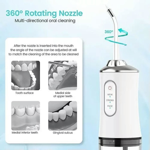 Oral IrrigatorWater Flosser Usb Dental Water Floss 4 Jet Tip 220Ml 3 Modes Grønn