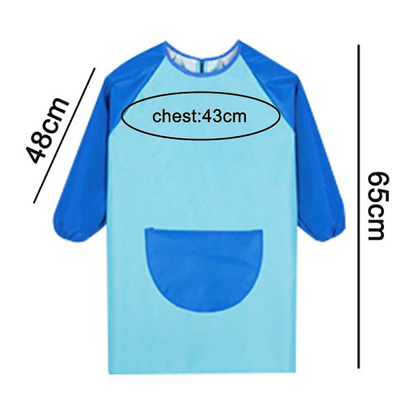 Unisex pojkar Flickor Vattentät konst Smock Barn Målarförkläden med fickor Långärmad & ärmlös Ålder 6-9 år Light blue