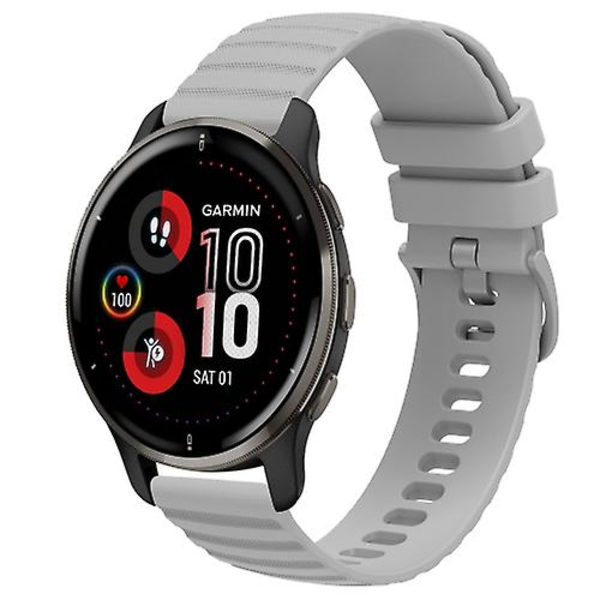 Til Garmin Venu 2 Plus 20 mm Wavy Dot Pattern Solid Color Silicone Watch Band Grey