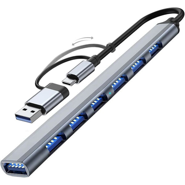USB Hub 3.0 7 Porte Multifunktionel computerudvider USB C til USB 3.0 til MacBook, Mac Pro