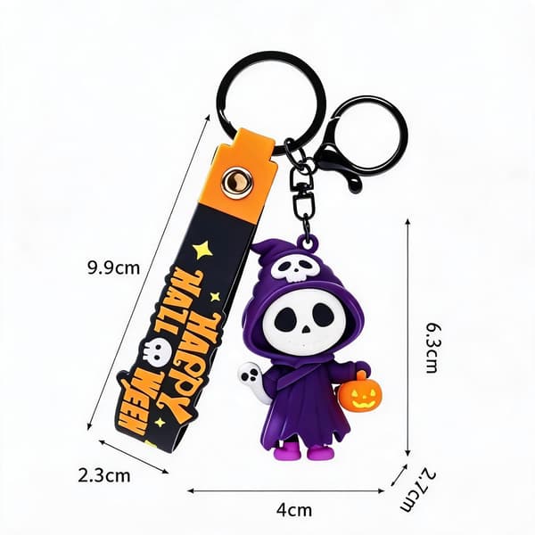 Halloween självlysande skelettnyckelring, väskberlocker, Halloweenpresent Black