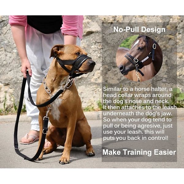 Hunde snude nylon blød polstring, justerbar løkke, sort red XL