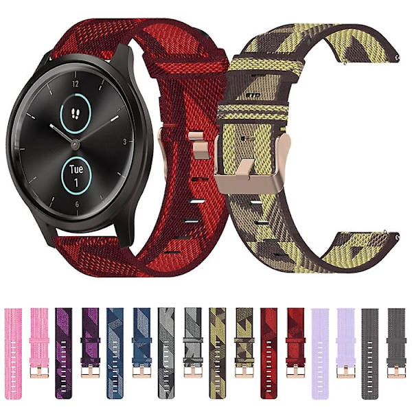För Garmin Vivomove Style 20 mm Nylon Woven Watch Band Red