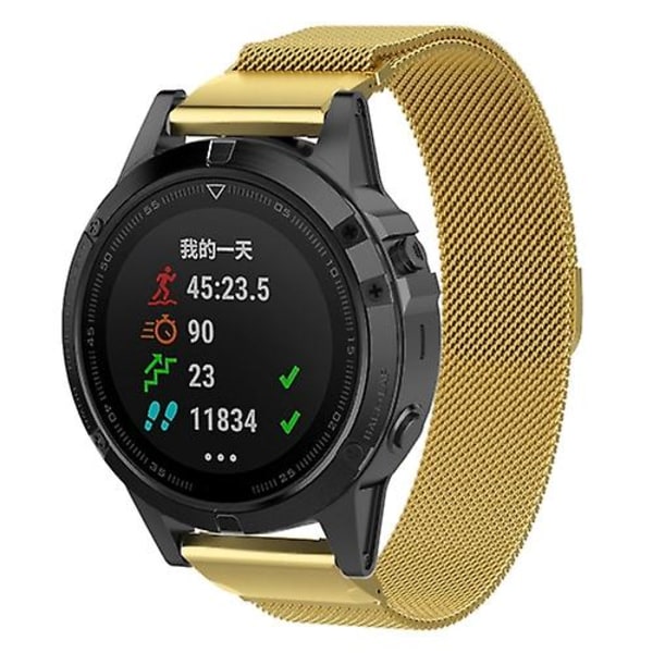 For Garmin Fenix ​​7x Milanese Watch Band Gold