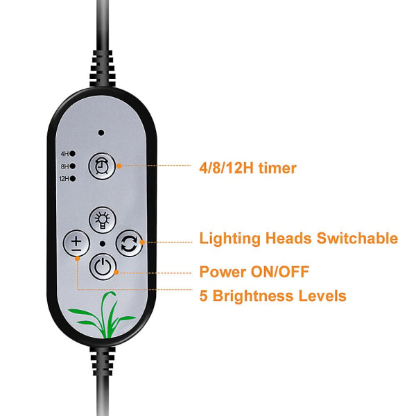 USB Plant Grow Light 312 LEDs Solljus Full Spectrum Justerbar Desktop Clamp Växande lampa för inomhusväxter 5 dimbara nivåer 4/8/12h Timer 1 head