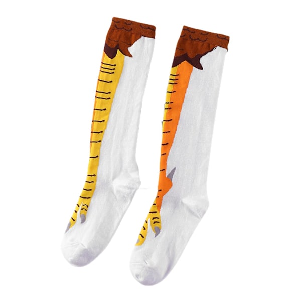 1 par lange rørstrømper Bomuld Unisex Kyllingefødder Strømper Fitness White