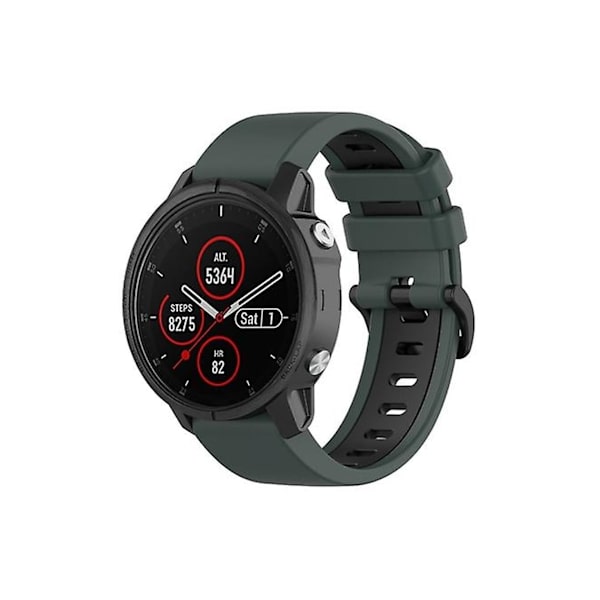 Rem til Garmin Fenix 5S Plus 22Mm Silikone Sports To Farver Olivengrøn-Sort Urrem