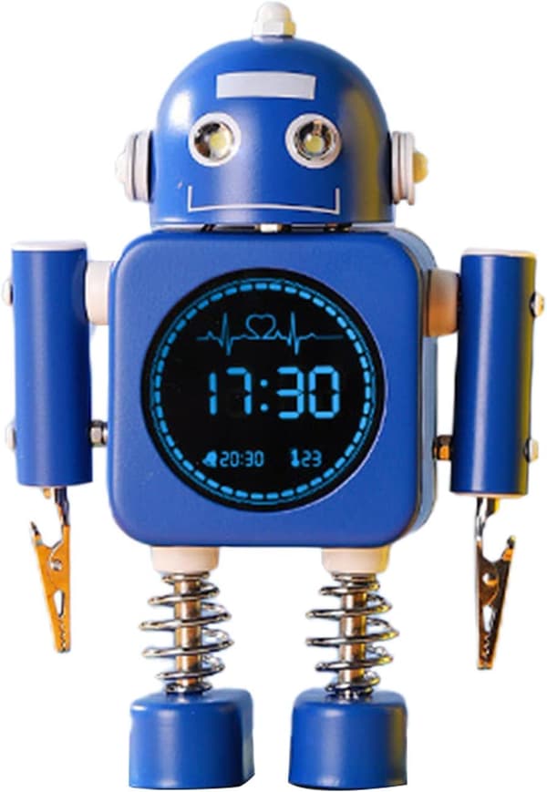 Robotväckarklocka för smart digital väckarklocka med snooze-läge och temperaturvisning