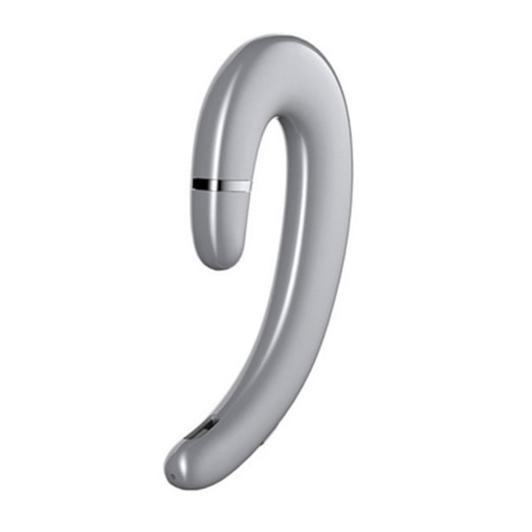 Ørekroge Bluetooth trådløse hovedtelefoner, ikke-ørestik-headset med mikrofon, enkelt ørestøjreducerende øretelefoner Smertefrit at bære med øretelefoner Silver
