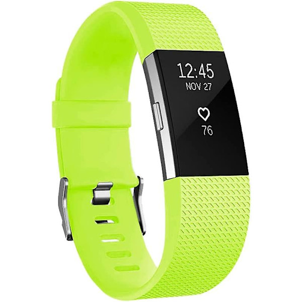 Udskiftningsbånd, der er kompatible med Fitbit Charge 2, Classic & Special Edition justerbare sportsarmbånd Yellow Green Small