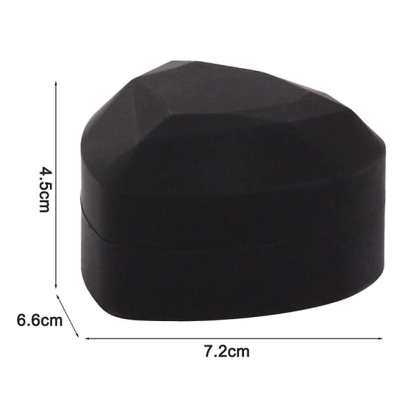 Led ringboks hjerteform fløyelsholderboks med lys for forlovelse Black