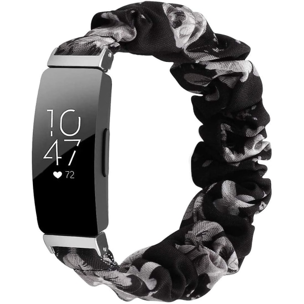 Scrunchies kompatibla med Fitbit Inspire 2 Band/inspire Hr Band/inspire Black Grey Flower Small