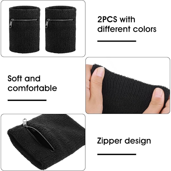 2 stycken Sport-Armband Handledsficka - Blixtlås Handleds-Pläneböcker för Utomhussporter