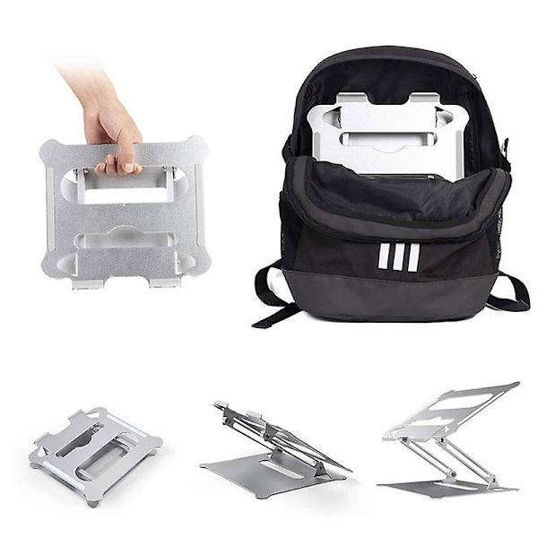 Justerbart laptopstativ, hopfällbart laptopstativ, ventilerat laptopstativ, hopfällbart, lätt Silver