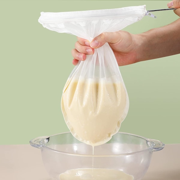 Pähkinämaitopussi jalustalla ja siiviläpusseilla - Uudelleenkäytettävä Pass Cloth