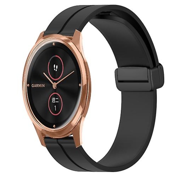 For Garminmove Luxe 20 mm ensfarget magnetisk lås silikonklokkerem Black