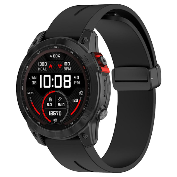 Svart spenne 22mm silikon klokkestropp for Garmin Fenix 7/forerunner 965/955/945/935 Black