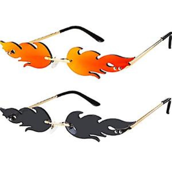 2 stk Fire Flame Solbriller Flame Rimless Solbriller Rimless Wave Glasses