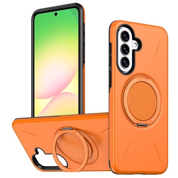 Fodral till Samsung Galaxy A17 Stöttåligt med magnetiskt roterbart stativ (orange)