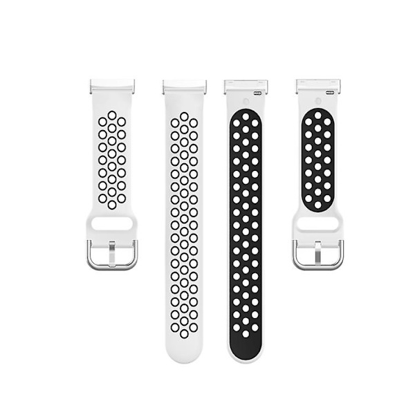För Fitbit Versa 4 / Sense 2 Dual Colour Silicone Watch Band White Black
