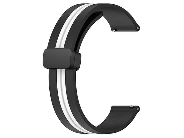Rem til Garmin Forerunner Sq2 20Mm Foldbar Magnetisk Spænde Silikone Urrem Sort-Hvid