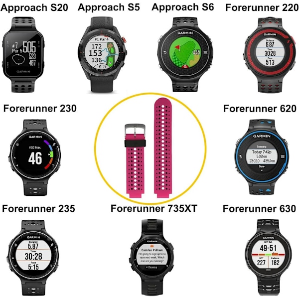 Reservedel Smart Wrist Watch Tilbehør Rem Stropp for Garmin Forerunner 220/230/235/620/630/735XT/235Lite
