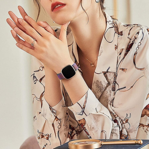 Magnetiske bånd, der er kompatible med Fitbit Versa 3 og Sense Smartwatch - Multi Color Colorful Large