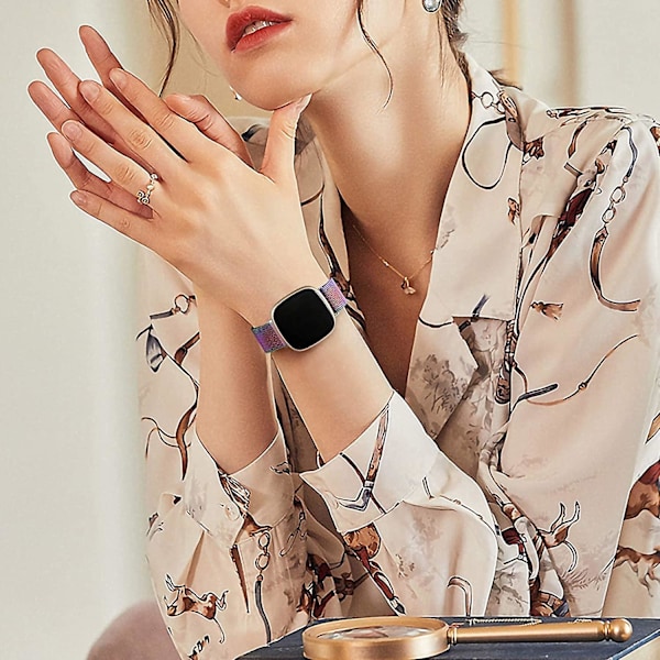 Magnetiske bånd som er kompatible med Fitbit Versa 3 og Sense Smartwatch - Multi Color Colorful Large