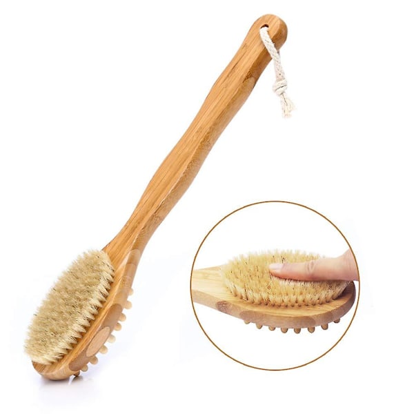 Body Brush, Bath Brush, Massage Brush, Back Brush Dry Brush, Three Sets Of Natural Bristles Back Massage Back Brush Set, Dry Skin Brush