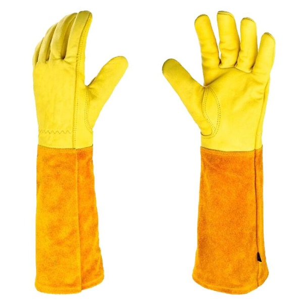 Trädgårdshandskar Kaktushandskar Törnsäkra plantering Skyddshandskar Långärmade Trädgårdshandskar Trädgårdsmästarpresenter Brown yellow XL