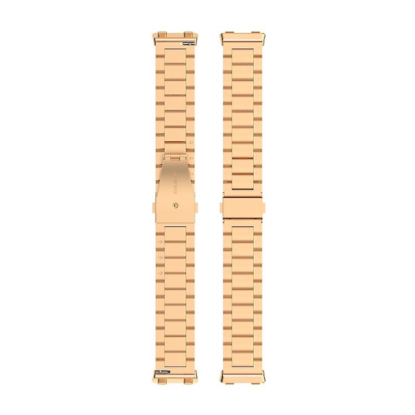 För Oppo Watch 2 42mm rostfritt stål watch med tre pärlor Rose Gold