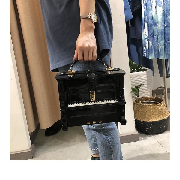 Piano Akryl Box Shape Dame Skulderveske Dame Party Clutch black