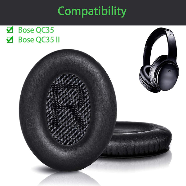 Øreputer Erstatning av puter for Bose Quietcomfort 35 / Qc35 Ii Black