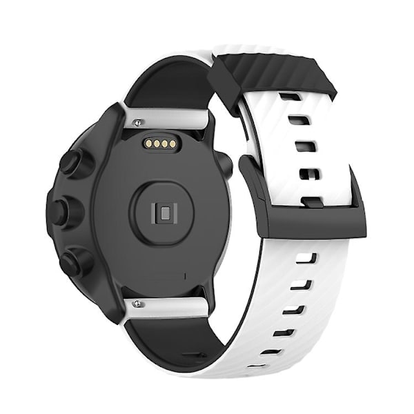 For Suunto 7 24 mm tofarget silikonklokkerem White Black
