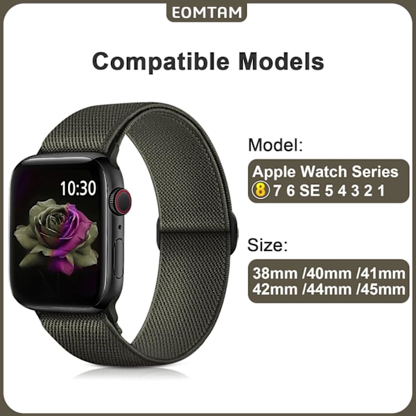 5-pak strækbart nylon kompatibelt til Apple Watch rem 38 mm A 38mm/40mm/41mm