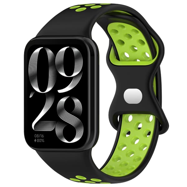Stropp for Xiaomi Smart Band 8 Pro Tofarget Silikonstropp (Svart Grønn)