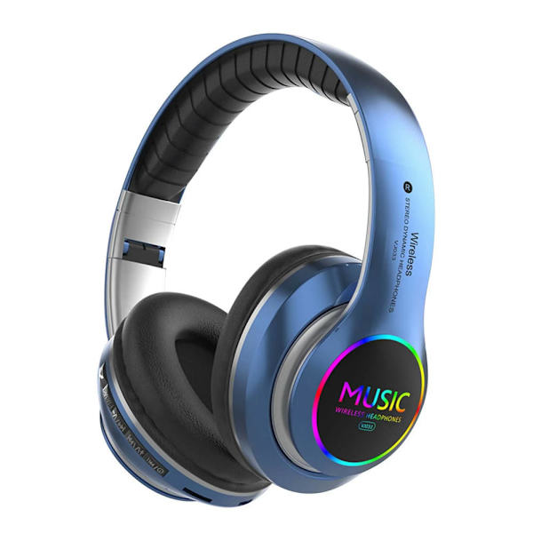 Aito langaton Bluetooth-kuulokkeet Taitettavat korvan yli -kuulokkeet subwooferilla Bluetooth 5.0 - Sisäänrakennettu mikrofoni Sininen