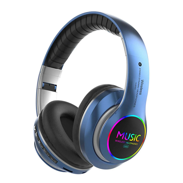 True Wireless Bluetooth-hörlurar Fällbara Over-Ear-hörlurar med Subwoofer Bluetooth 5.0 - Inbyggd mikrofon Blå