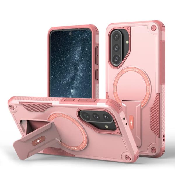 Etui til Samsung Galaxy A36, Magnetisk beskyttelsesetui med stativ (rosa)