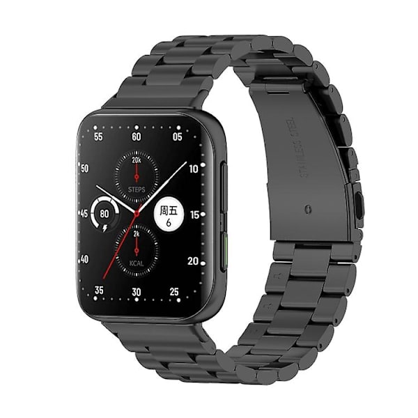 För Oppo Watch 2 42mm rostfritt stål watch med tre pärlor Black