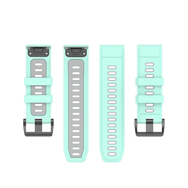 Til Garmin Fenix ​​7x 26 mm tofarvet silikone jack urbånd Green Gray