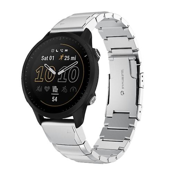 Til Garmin Forerunner 955 22mm Tortoise Shell rustfrit stål urbånd Sliver