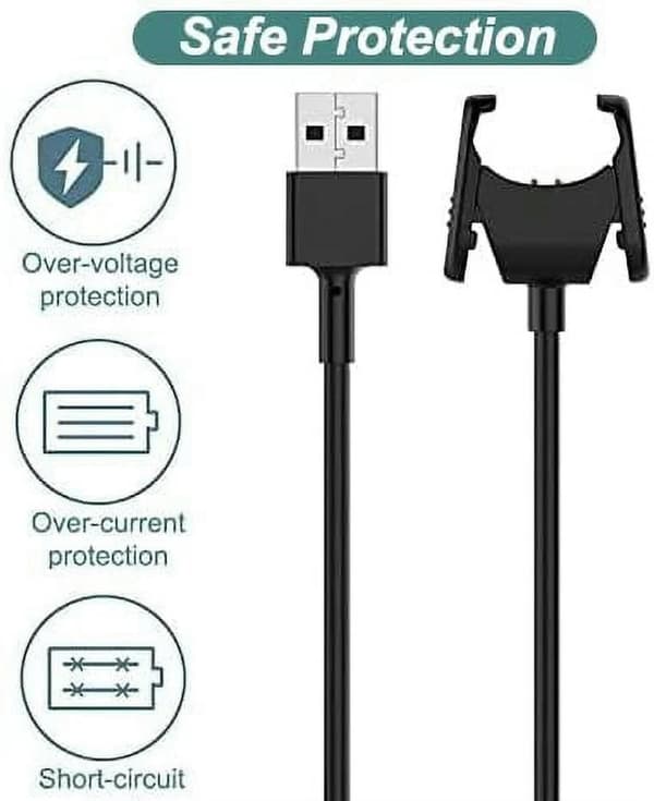 Lader for Fitbit Charge 3, erstatnings-USB-ladekabel, kompatibel med dokkingstasjon